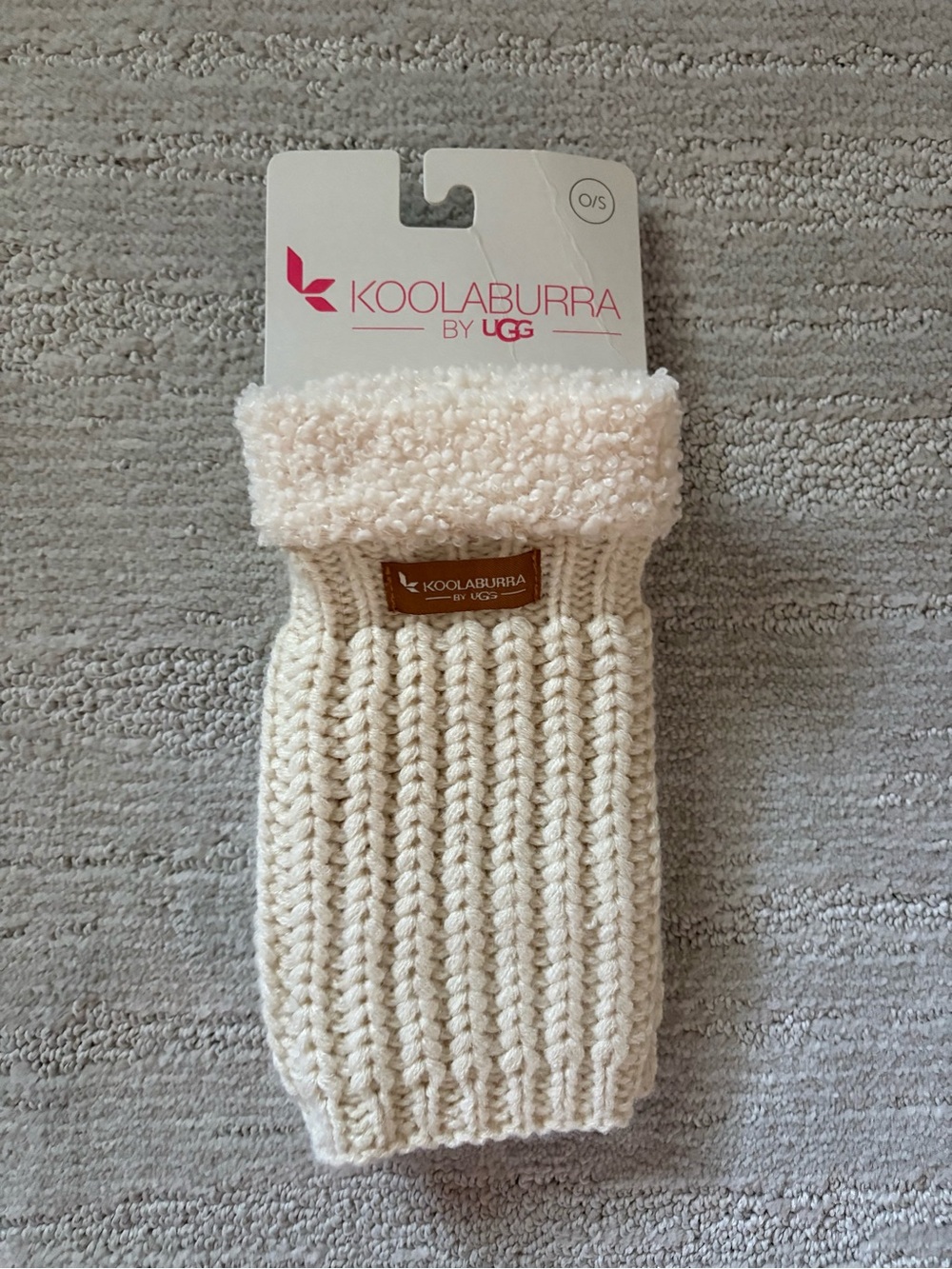 NWT Koolaburra by UGG Cable Knit Sherpa Fingerless Gloves Ivory Cream O/S Cozy